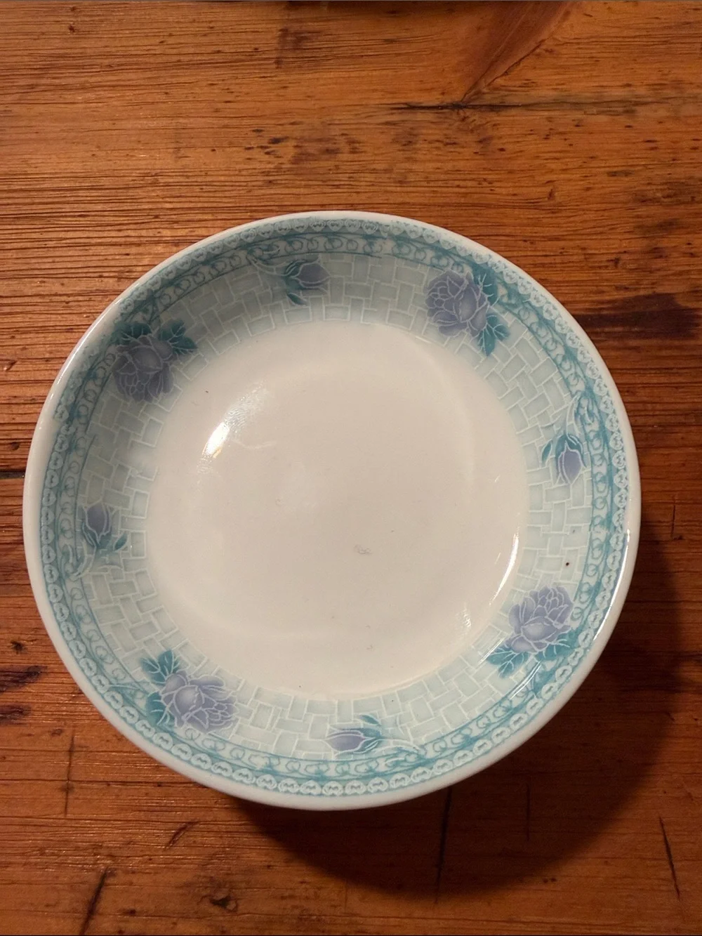 Chengs Porcelain Butter Pat or Sauce Bowl with Blue Floral Border 3qty
